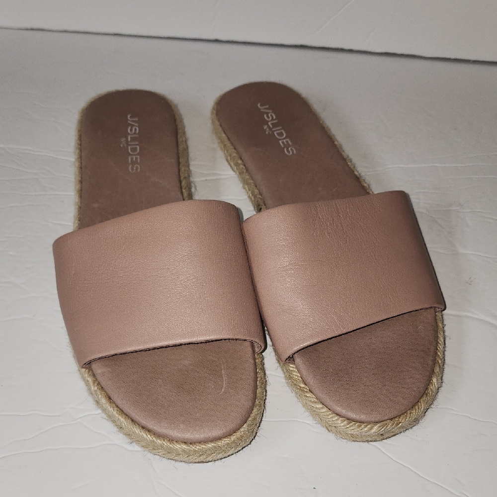 J/SLIDES Women's Taupe Espadrille Slides Sz 8.5